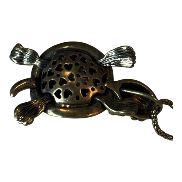 Turtle Necklace Rhinestone Green Brown Black Chain Pendant Movement Jewelry - Picture 7 of 9